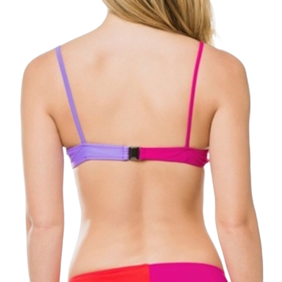 ARAKS Elsa two tone colorblock swim triangle vneck bikini top fuchsia pansy Sz S - Picture 5 of 6